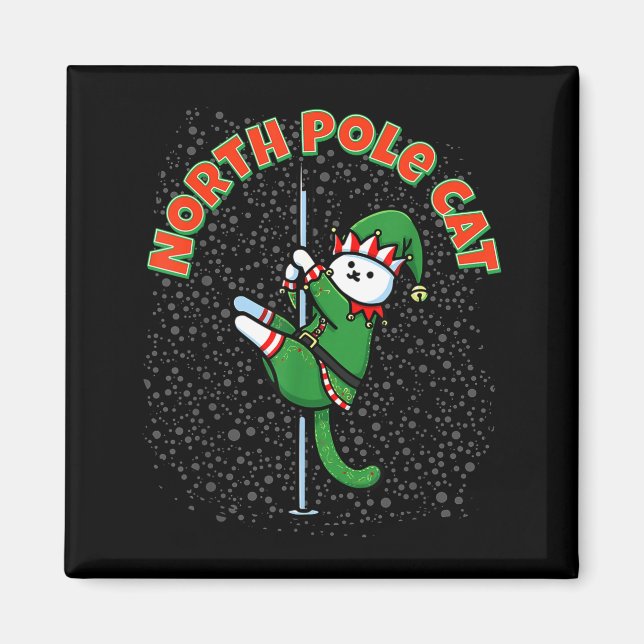 Imã Funny Cat Le Dance Elf Costume Christmas Holiday C (Frente)