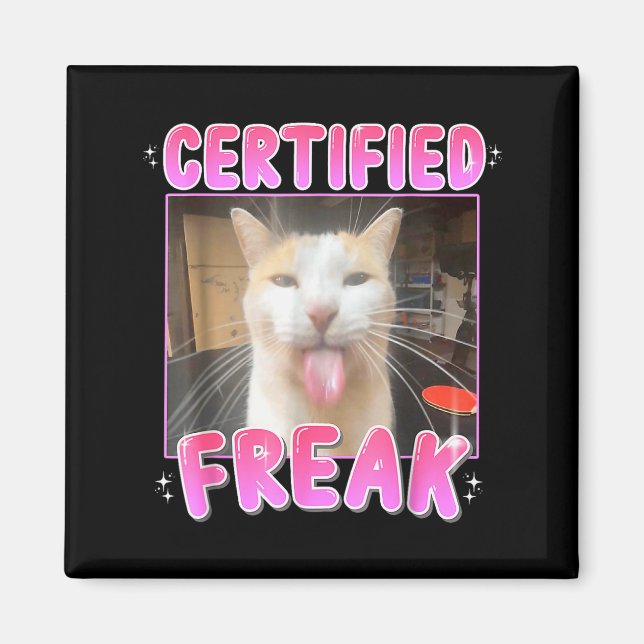 Imã Funny Cat Lover Certified Freak Eat Cement Cursed  (Frente)
