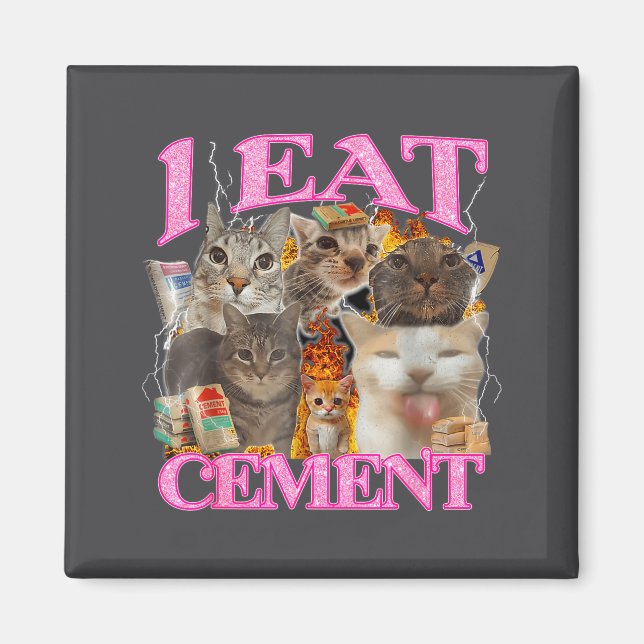 Imã Funny Cat Meme I Eat Cement Japanese Quote Animal  (Frente)