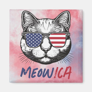 Imã Funny Cat Meow-ica Patriotic