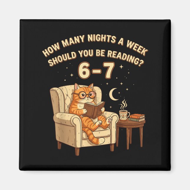 Imã Funny Cat Reading 6-7 Meme Englieacher Book Lover  (Frente)