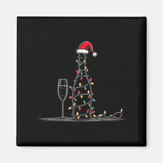 Imã Funny Champagne Christmas Graphics Lights Lover Dr (Frente)