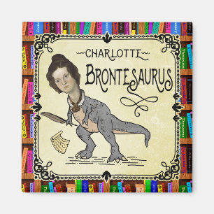 Imã Funny Charlotte Bronte Surus Dinossaur Book Reader