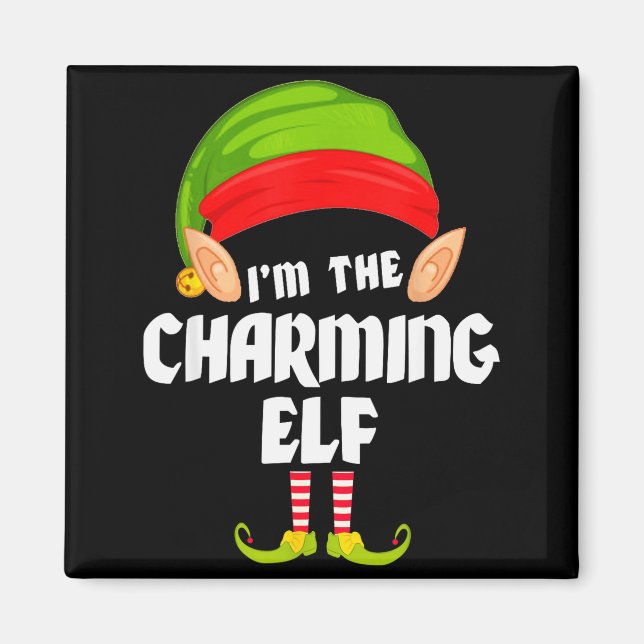 Imã Funny Charming Elf Matching Family Group Pj Christ (Frente)