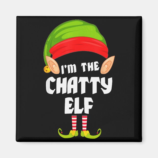 Imã Funny Chatty Elf Matching Family Group Pj Christma (Frente)