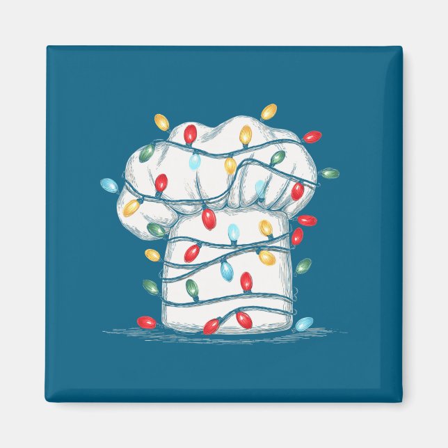 Imã Funny Chef Christmas Graphics Lights Lover Cook Co (Frente)