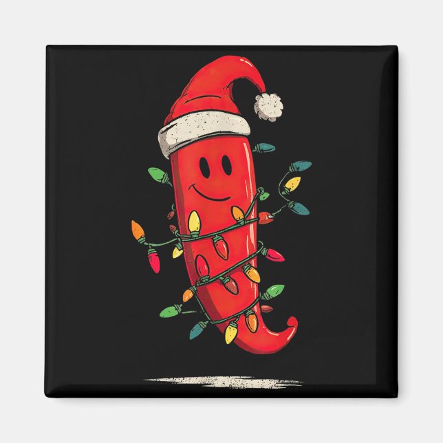 Imã Funny Chili Pepper Christmas Graphics Lights Lover (Frente)