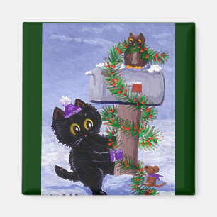 Imã Funny Chistmas Cat Mouse Owl Creationarts