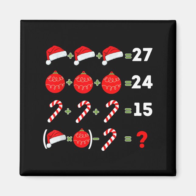 Imã Funny Christmas 6 7 Puzzle Santa Hat Ornament Cand (Frente)