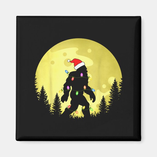 Imã Funny Christmas Bigfoot Santa Hat Moon Sasquatch M (Frente)