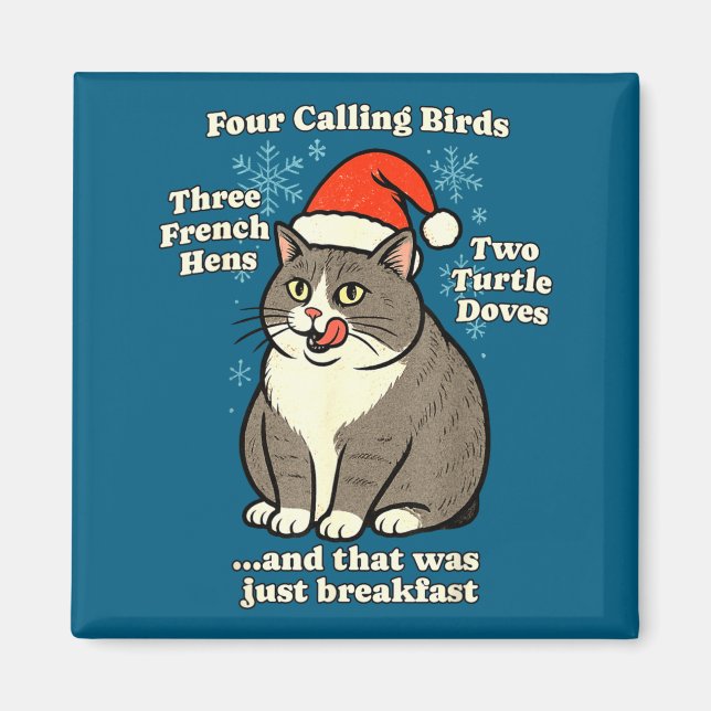 Imã Funny Christmas Cat Meme Caroling Holiday Santa Ha (Frente)