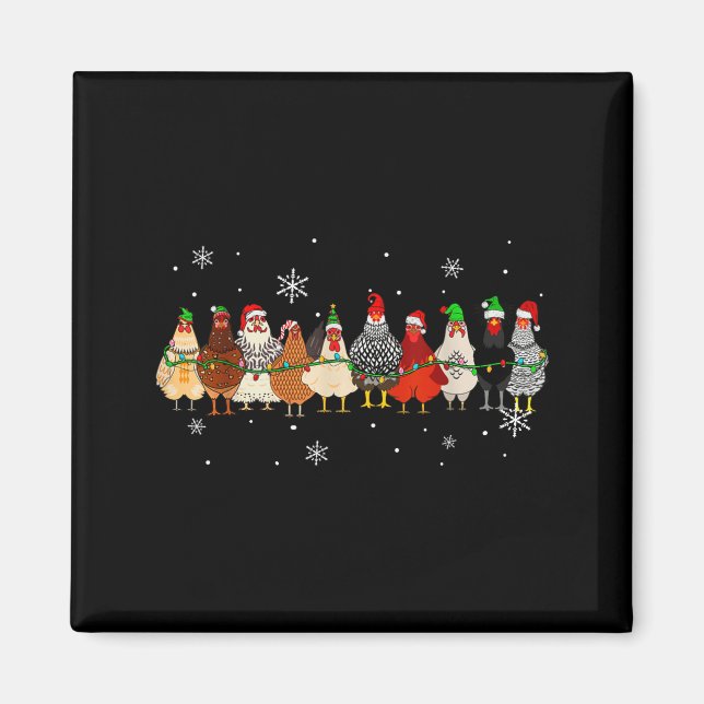 Imã Funny Christmas Chickens Xmas Chicken Farm Animals (Frente)