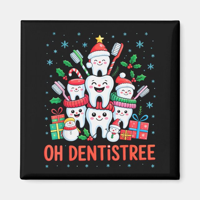 Imã Funny Christmas Dentist Xmas Dental Oh Dentistree  (Frente)