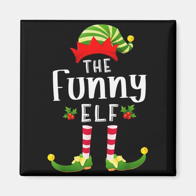 Imã Funny Christmas Elf Matching Pajama X-mas Party  (Frente)