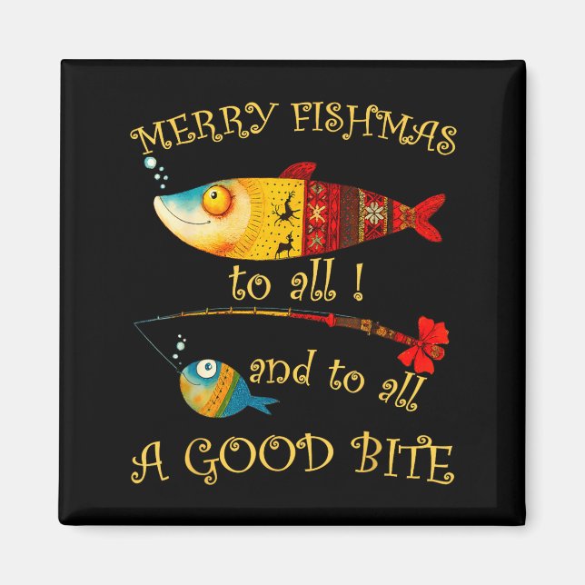 Imã Funny Christmas Fisherman's Merry Fishmas To All F (Frente)