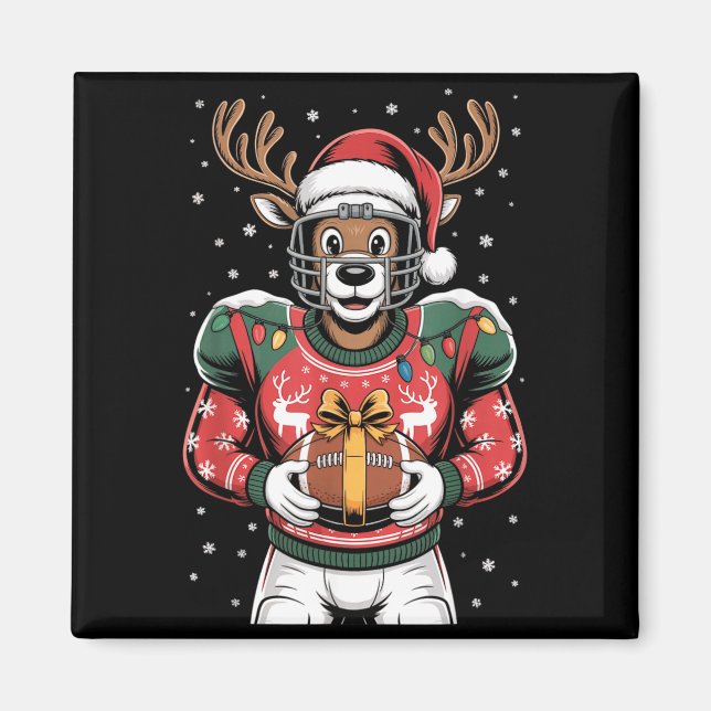 Imã Funny Christmas Football Reindeer  (Frente)