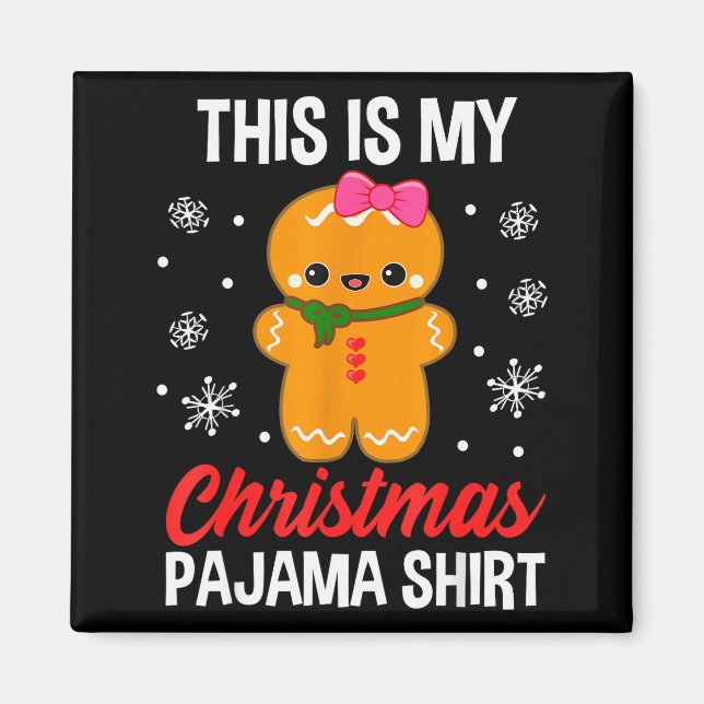 Imã Funny Christmas Gingerbread Man Pajama Pj Outfit G (Frente)