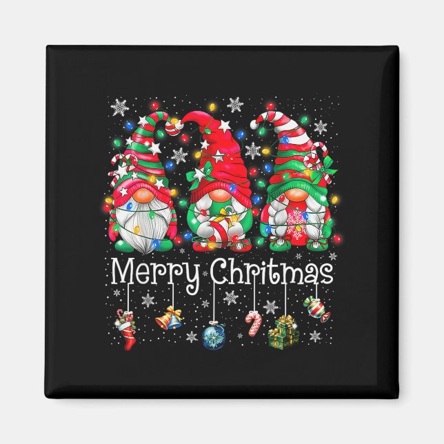 Imã Funny Christmas Gnome Hanging With My Gnomies Fami (Frente)