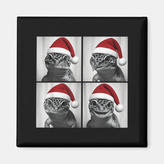 Imã Funny Christmas Leopard Gecko Santa Photo Booth  (Frente)
