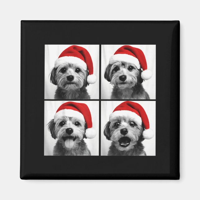 Imã Funny Christmas Morkie Santa Dog Lover Photo Booth (Frente)