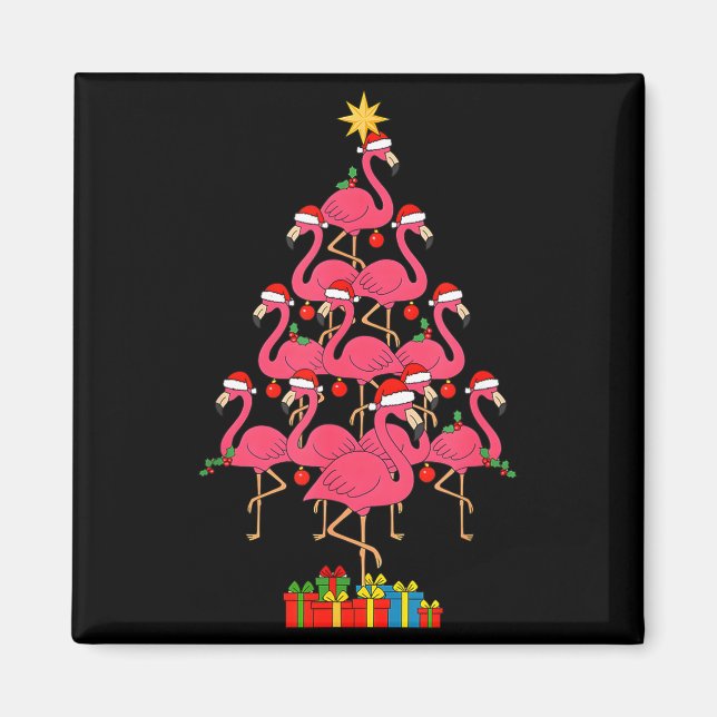 Imã Funny Christmas Nk Flamingo Tree Holiday Bird Love (Frente)