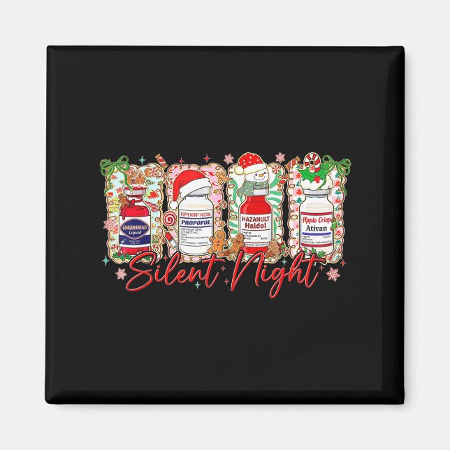 Imã Funny Christmas Nurse Silent Night Medical Humor  (Frente)