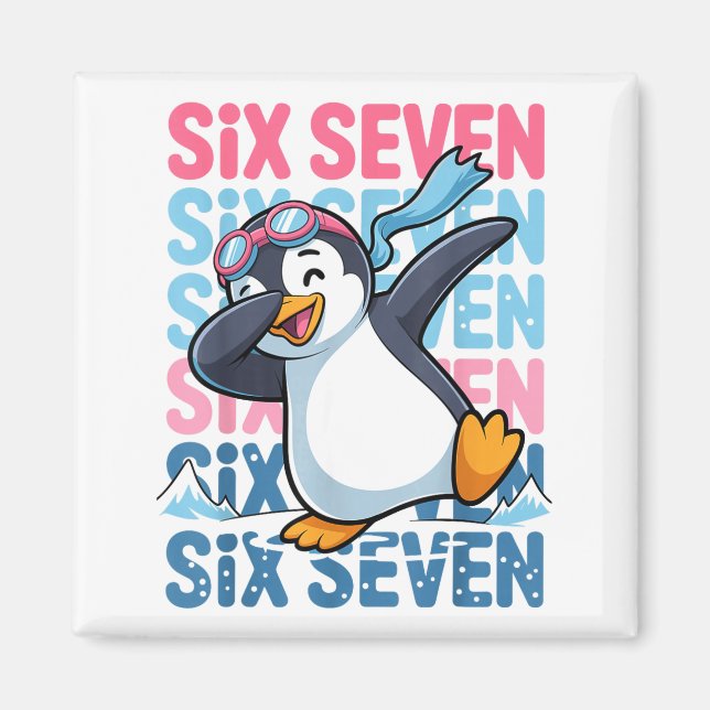 Imã Funny Christmas Penguin Dabbing Xmas Dab Six Seven (Frente)