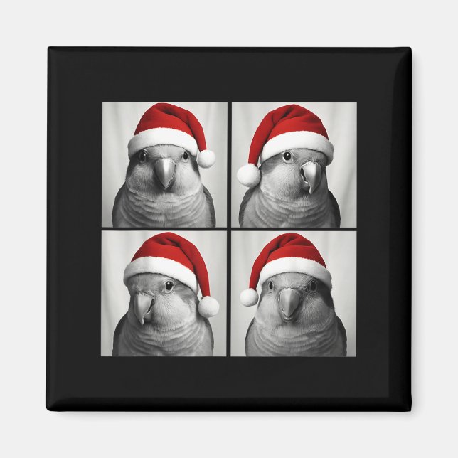 Imã Funny Christmas Quaker Parrot Santa Photo Booth  (Frente)