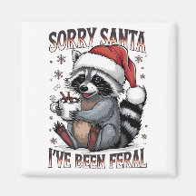 Funny Christmas Raccoon Magnet