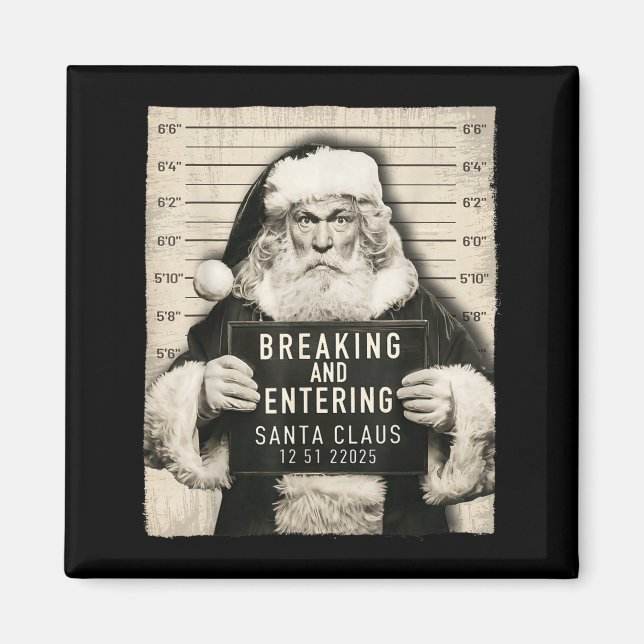 Imã Funny Christmas Santa Claus Humor Mugshot Xmas Men (Frente)