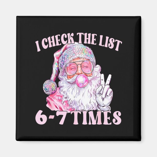 Imã Funny Christmas Six Seven Meme Santa I Check List  (Frente)