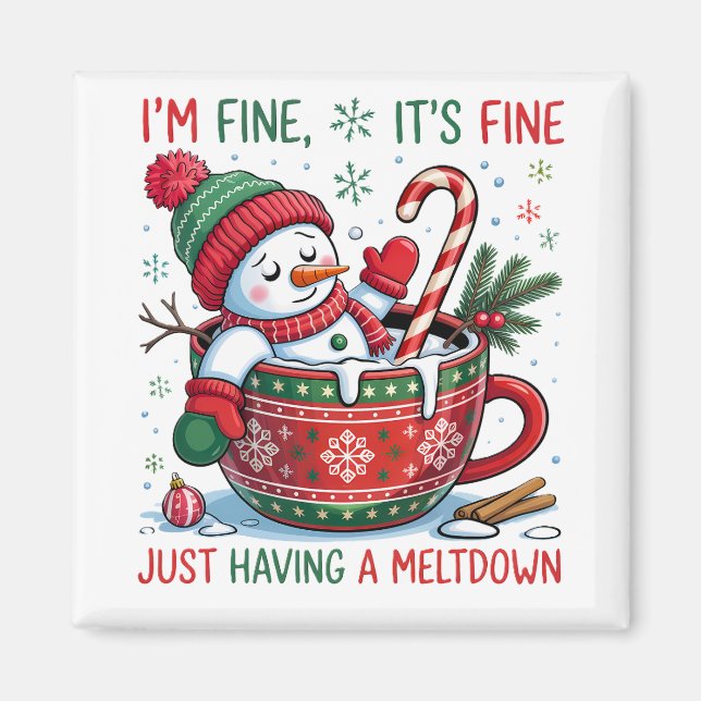 Imã Funny Christmas Snowman Magnet (Frente)