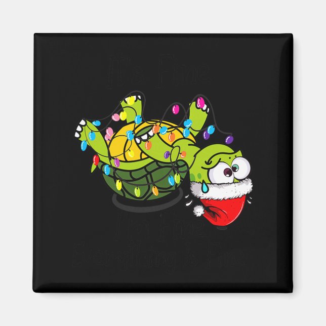 Imã Funny Christmas Turtle It's Fine I'm Fine Everythi (Frente)