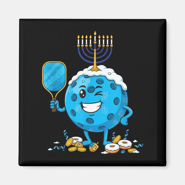 Imã Funny Ckleball Dreidel Menorah Hanukkah Kids Women (Frente)