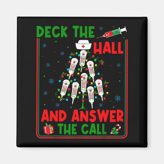 Imã Funny Cna Deck The Halls Answer The Calls Nurse Ch (Frente)