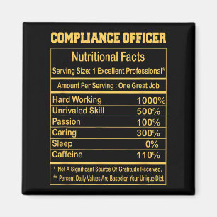 Imã Funny Compliance Officer Nutritional Facts Motivat
