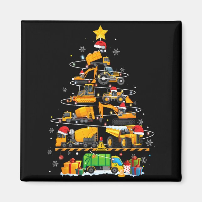 Imã Funny Construction Excavator Truck Christmas Tree  (Frente)