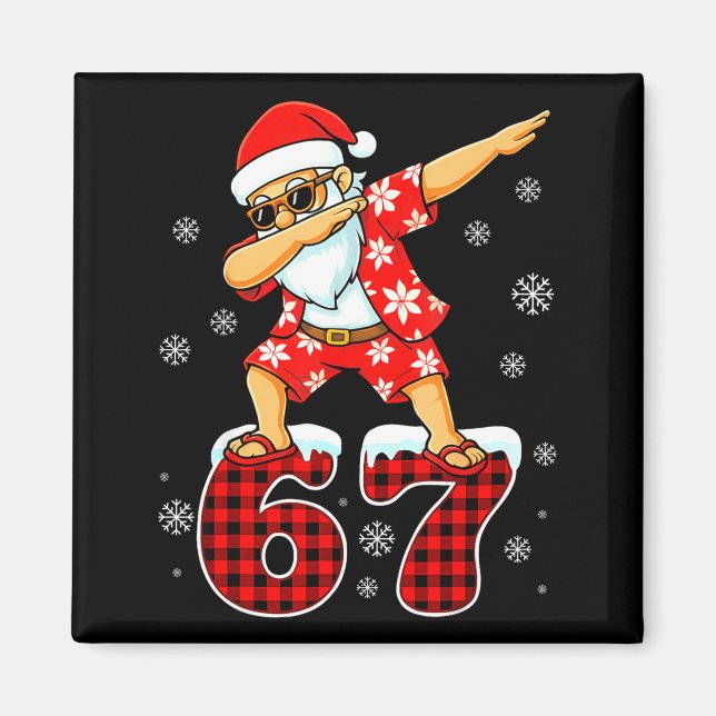 Imã Funny Cool Dabbing Santa Hawaii 67 Meme Christmas  (Frente)