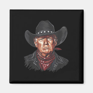 Imã Funny Cowboy Western Donald Trump Us Flag 2024
