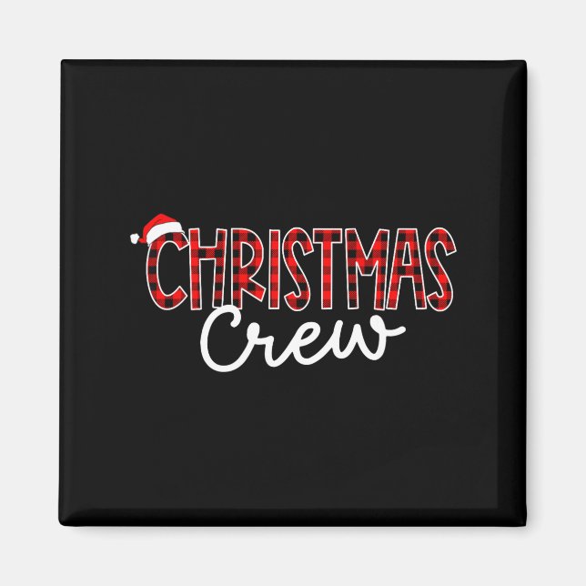 Imã Funny Crew Santa Hat Christmas Red Plaid Xmas Fami (Frente)