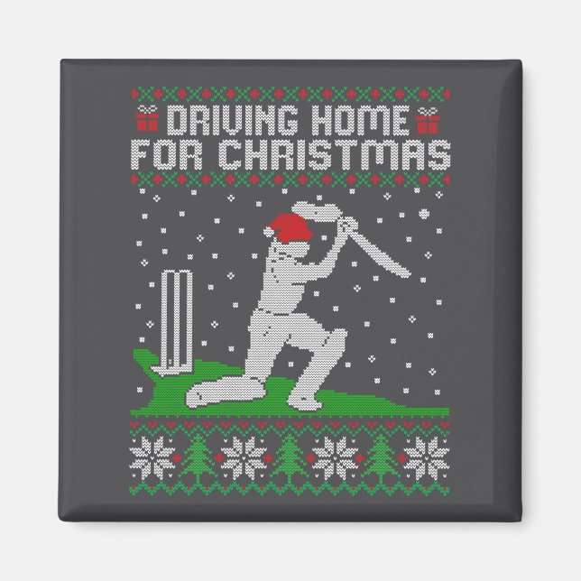 Imã Funny Cricket Player Driving Home For Christmas Sw (Frente)
