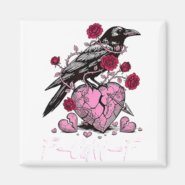 Imã Funny Crow F-caw-f Valentines Day Black Bird Fcawf (Frente)