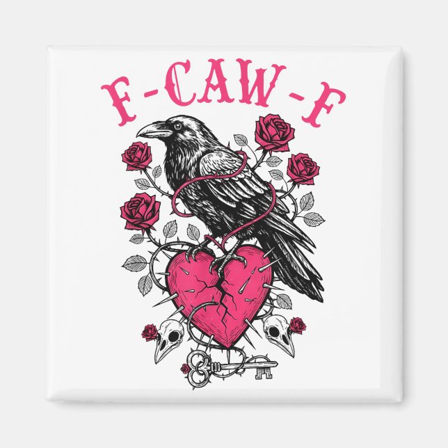 Imã Funny Crow F-caw-f Valentines Day Black Bird Fcawf (Frente)