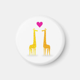 Imã Funny _ Cute Giraffes Couple in Love (Heart)