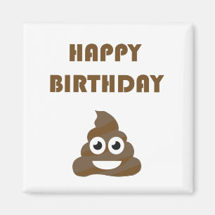 Imã Funny Cute Happy Birthday Party Poop Emoji