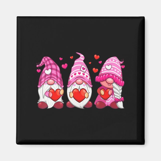 Imã Funny Cute Three Gnomies Nk Hearts Matching Vale  (Frente)