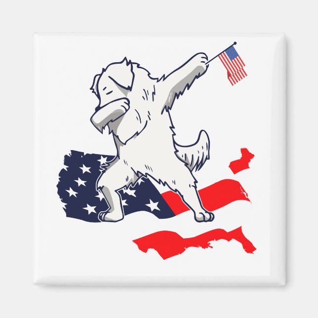 Imã Funny Dabbing Excelente Pirenéus no Mapa da Bandei (Frente)