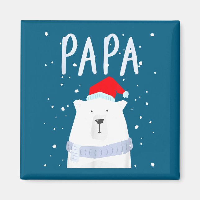 Imã Funny Dad Bear Christmas Saint Hat Couples Family  (Frente)