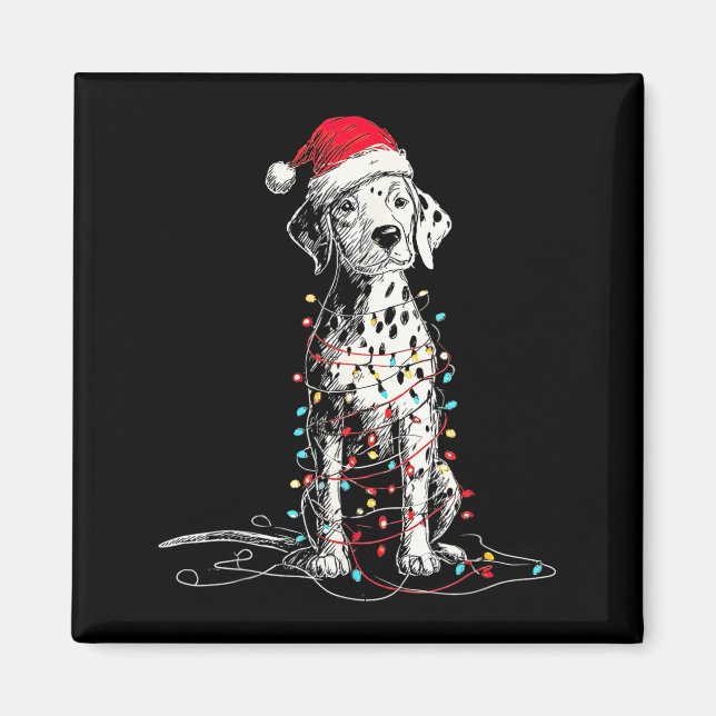 Imã Funny Dalmatian Christmas Graphics Dog Lights Love (Frente)