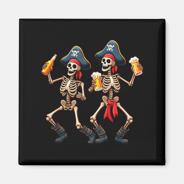 Imã Funny Dancing Rate Skeletons Beer Drinking Hallowe (Frente)
